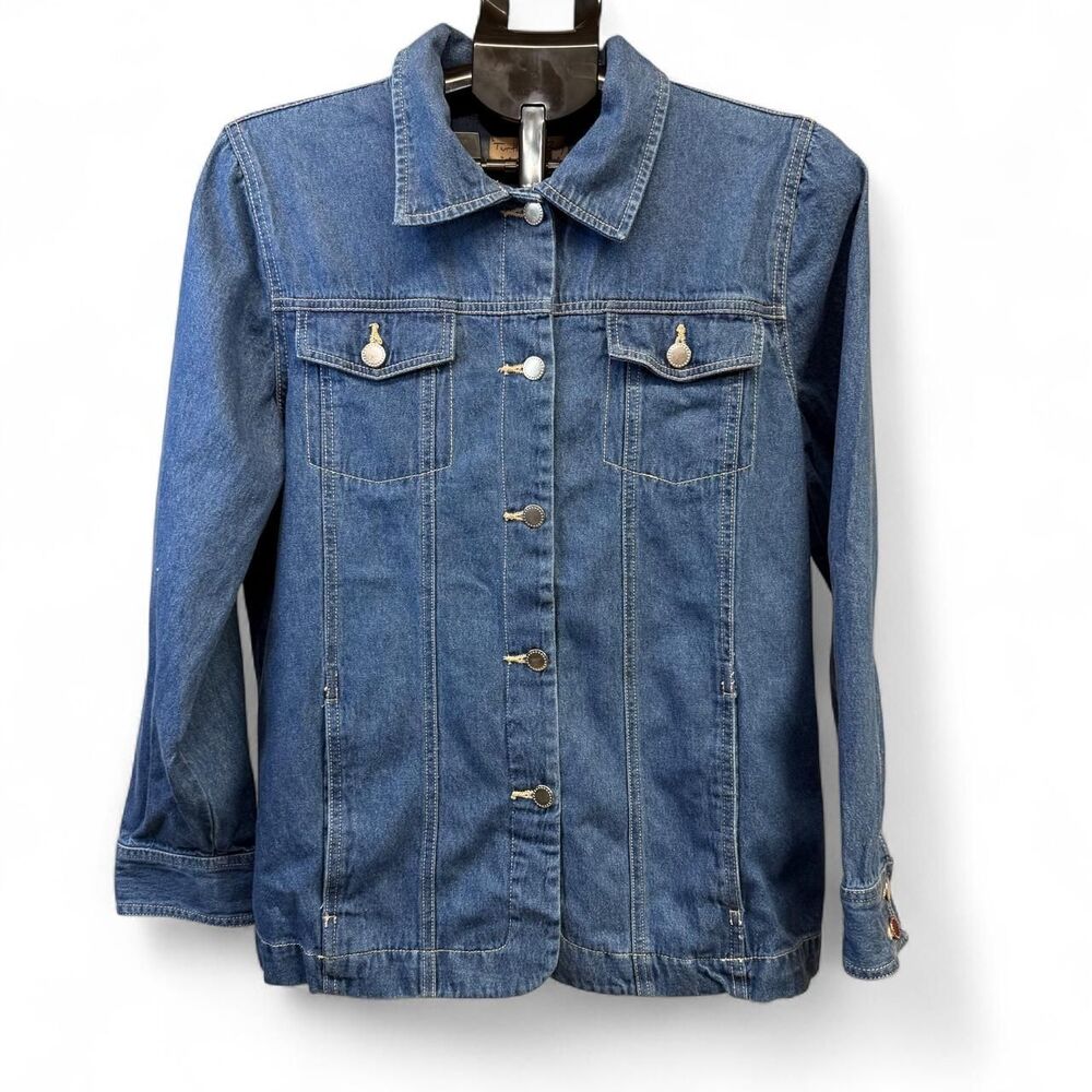Turtle Bay New York Women’s Denim Jacket Size L Blue Jean Jacket 100% Cotton